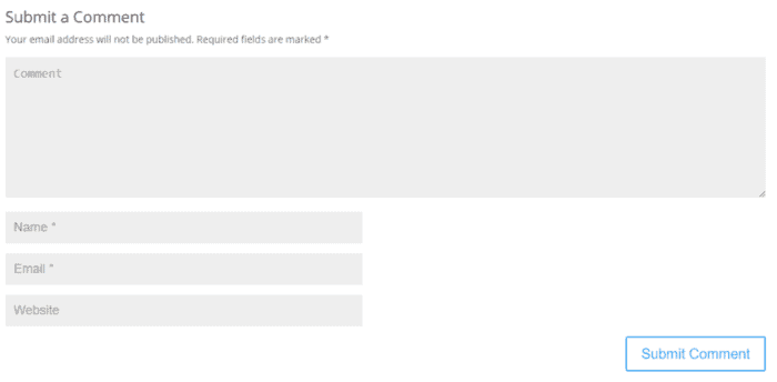 örnek WordPress yorum formu